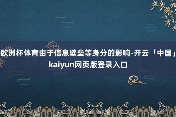 欧洲杯体育由于信息壁垒等身分的影响-开云「中国」kaiyun网页版登录入口