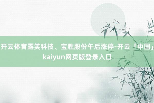 开云体育露笑科技、宝胜股份午后涨停-开云「中国」kaiyun网页版登录入口