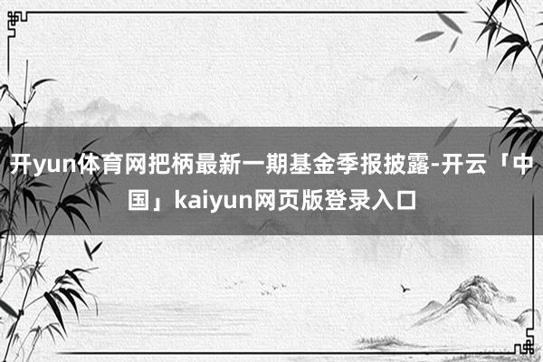 开yun体育网把柄最新一期基金季报披露-开云「中国」kaiyun网页版登录入口