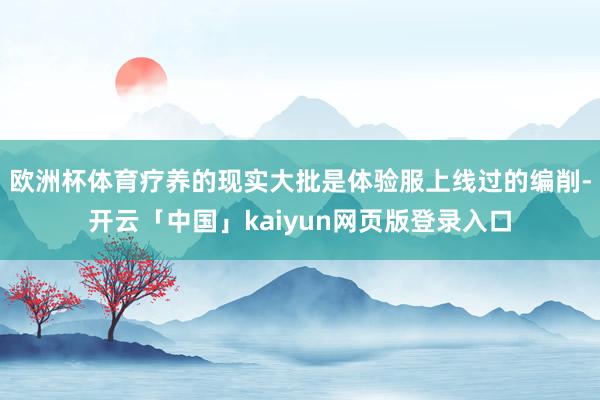 欧洲杯体育疗养的现实大批是体验服上线过的编削-开云「中国」kaiyun网页版登录入口