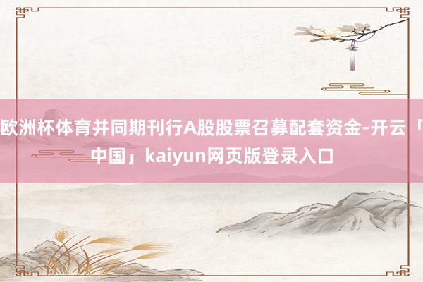 欧洲杯体育并同期刊行A股股票召募配套资金-开云「中国」kaiyun网页版登录入口