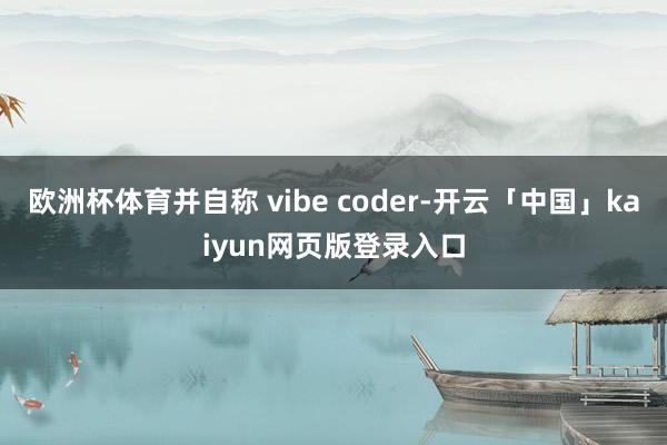 欧洲杯体育并自称 vibe coder-开云「中国」kaiyun网页版登录入口